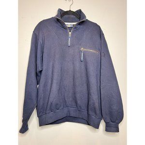 Kent & Curwen Sport Rugby Long Sleeve Polo 1/4 Zip Pullover Navy Blue Medium